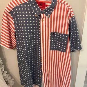 Southern Proper Men’s American Flag Short Sleeve Button Down Shirt Size XL